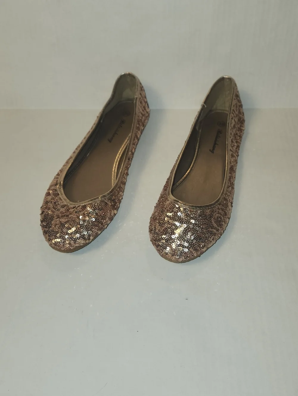 Rose Gold Sequin Embellished Rounded Toe Ballet Flats Size 8 39 EUC